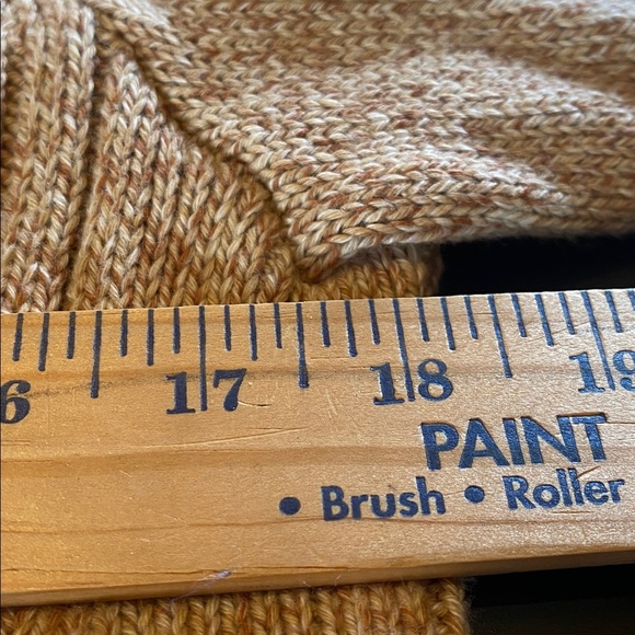 Talbots Caramel Brown Cotton CowlNeck Cable Button Sweater Oatmeal Size Medium - Picture 6 of 10